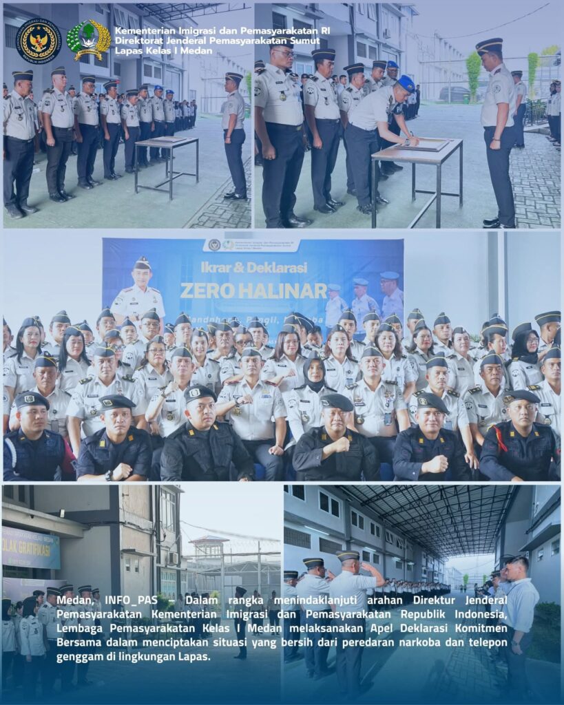 Apel Deklarasi Komitmen Bersama, Lapas Kelas I Medan Tegaskan Zero Narkoba dan Handphone