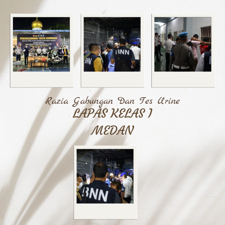 LAPAS KELAS I MEDAN GELAR RAZIA GABUNGAN DAN TES URINE, 40 KAMAR DISISIR, 500 WBP NEGATIF NARKOBA