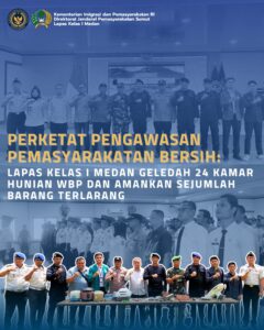 Perketat Pengawasan Pemasyarakatan Bersih, Lapas Kelas I Medan Geledah 24 Kamar Hunian WBP dan Amankan Sejumlah Barang Terlarang