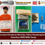 Berantas Peredaran Narkoba,Polres Pematangsiantar Amankan JGMS Miliki Ganja