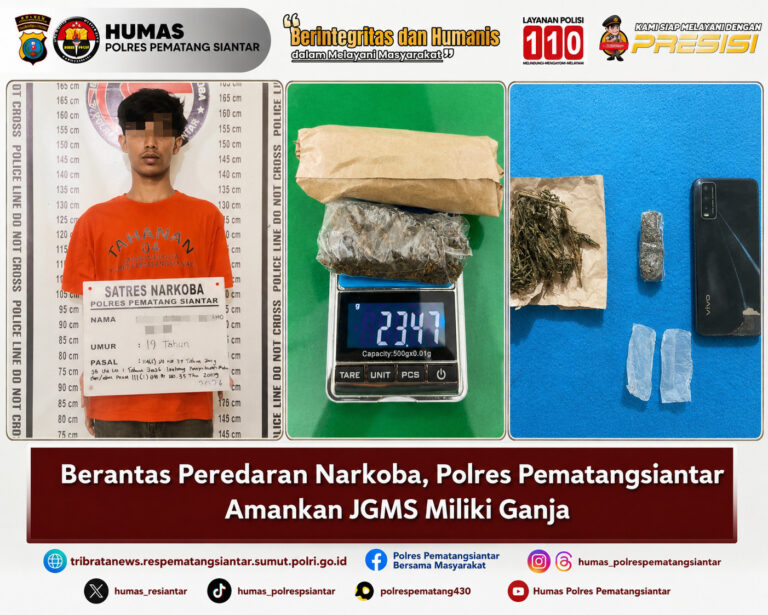 Berantas Peredaran Narkoba,Polres Pematangsiantar Amankan JGMS Miliki Ganja