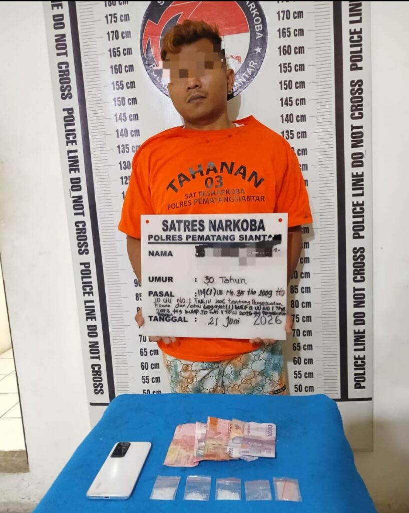 Polres Pematangsiantar Gagalkan Peredaran Sabu 4,43 Gram, Seorang Pria Ditangkap di Hotel Sikhar.