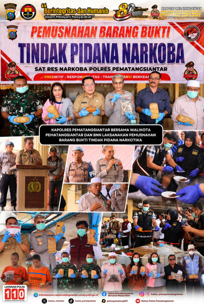 Polres Pematangsiantar Gelar Pemusnahan Barang Bukti Narkotika