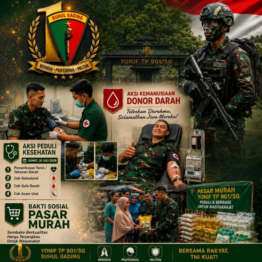 HUT Ke I Yonif TP 901/Suhul Gading,Bakti Sosial Hadirkan Layanan Kesehatan Dan Pasar Murah